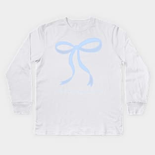 Cute Coquette baby blue ribbon bows repeating pattern seamless girly aesthetic this is me if you even care Kids Long Sleeve T-Shirt